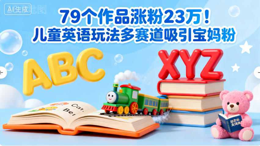 79个作品涨粉23w！儿童英语玩法多赛道吸引宝妈粉-网创百晓生