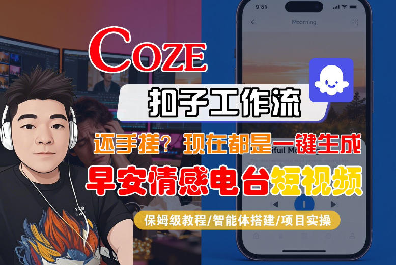【Coze工作流搭建实操教程】【coze】早安情感电台日签视频还在手动做？用扣子工作流自动生成，省时90%-网创百晓生