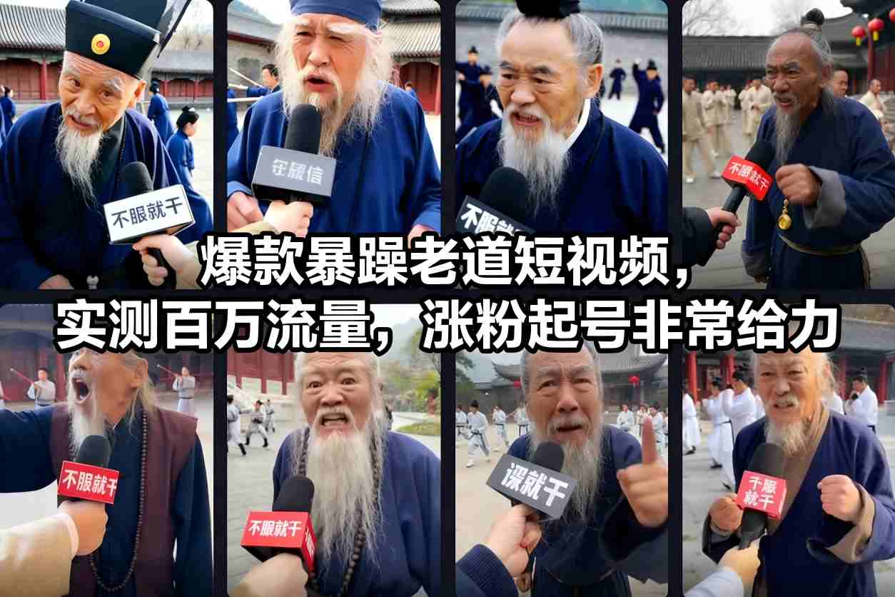 爆款暴躁老道短视频，实测百万流量，涨粉起号非常给力 用AI复刻暴躁老道语录视频，21条作品涨粉8.8W，保姆级Sora2制作教学-网创百晓生