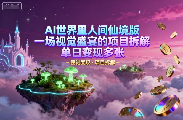 AI世界里人间仙境版，一场视觉盛宴的项目拆解，单日变现多张-网创百晓生