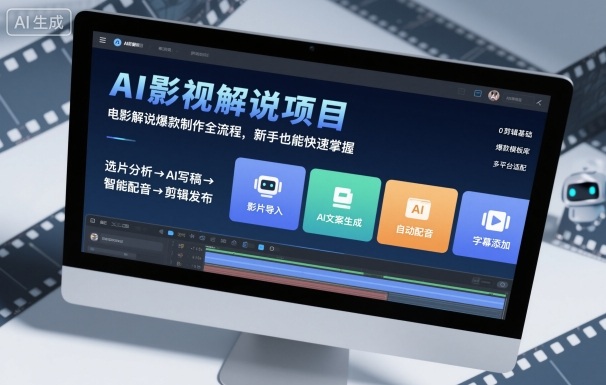 AI影视解说项目，电影解说爆款制作全流程，新手也能快速掌握-网创百晓生