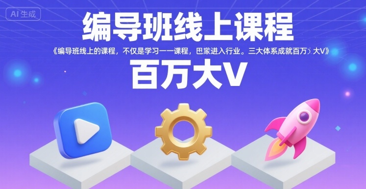 编导班线上课程，不仅是学习一门课程，更是进入一个行业，三大体系成就百万大V-网创百晓生