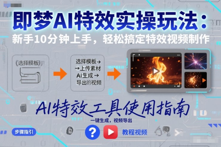 即梦AI特效实操玩法：新手10分钟上手，轻松搞定特效视频制作-网创百晓生