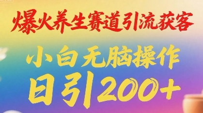 爆火养生赛道引流获客，小白无脑操作，日引200+-网创百晓生
