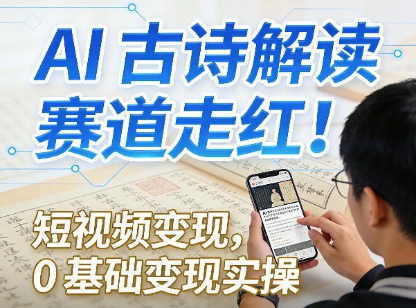 AI古诗解读赛道走红！短视频变现，0基础变现实操-网创百晓生