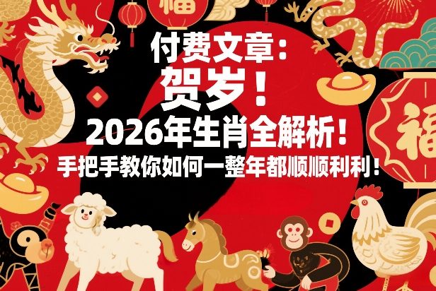 付费文章：贺岁！2026年生肖全解析！手把手教你如何一整年都顺顺利利！-网创百晓生