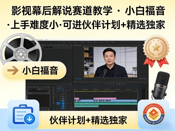 某大佬的影视幕后解说赛道教学，小白福音，上手难度小，可进伙伴计划+精选独家-网创百晓生