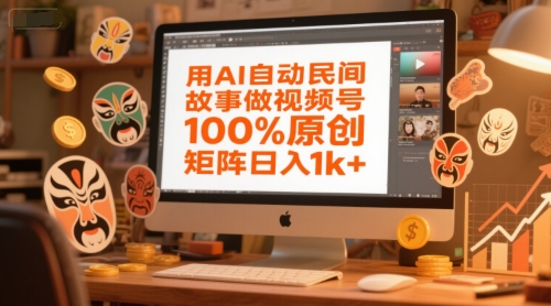 用AI自动民间故事做视频号，100%原创，矩阵日入1k+-网创百晓生