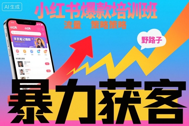 小红书爆款培训班，小红书获客野路子流量打法，暴力持续获客-网创百晓生