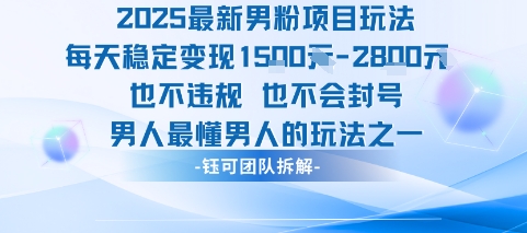 2025最新男粉项目玩法每天变现1k+也不违规也不会封号男人最懂男人的玩法-网创百晓生