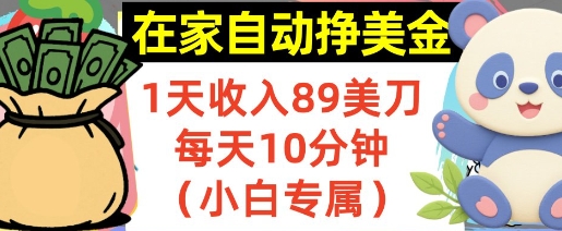 在家自动挣美金，1天收入89刀，每天10分钟，小白专属，长期的被动收入-网创百晓生