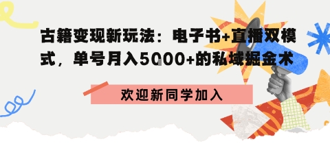 冷门暴利，超低成本复制古籍电子书，精准引流私域月销200+单-网创百晓生
