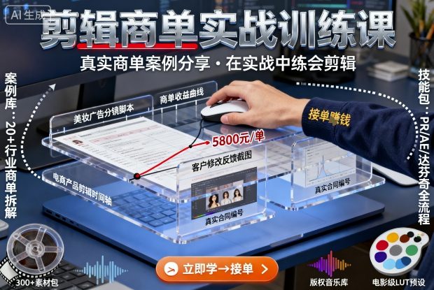 剪辑商单实战训练课，真实商单案例分享，在实战中练会剪辑-网创百晓生