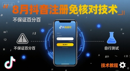 8月抖音注册免核对技术，不保证百分百，自测-网创百晓生