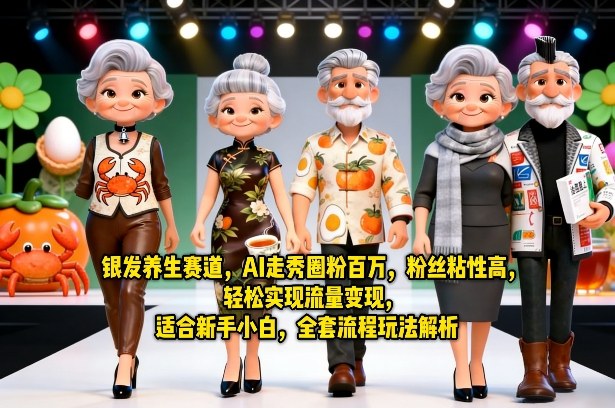 银发养生赛道，AI走秀圈粉百万，粉丝粘性高，轻松实现流量变现，适合新手小白，全套流程玩法解析-网创百晓生