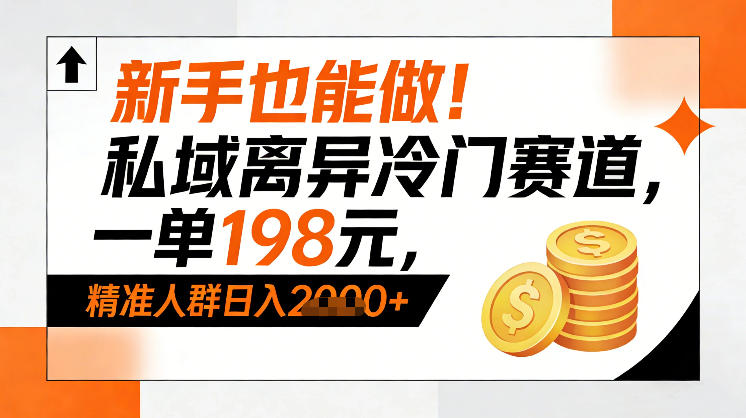 新手也能做！私域离异冷门赛道，一单198，精准人群日入1k+-网创百晓生