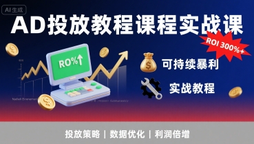 AD投放教程课程实战课，实现广告ROI300%+可持续暴利-网创百晓生