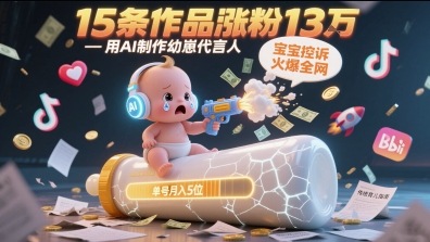 用AI制作幼崽代言人，宝宝的控诉火爆全网，15条作品涨粉13W，单号月入5位数实操教程-网创百晓生