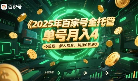 2025年百家号全托管，单号月入4-5位数，懒人福音，纯挂G玩法【揭秘】-网创百晓生