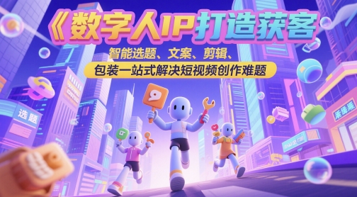 数字人IP打造获客变现实操课，智能选题、文案、剪辑、包装一站式解决短视频创作难题-网创百晓生