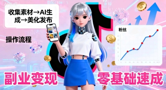 副业拆解：抖音新风口，靠AI美女图日引500粉，无需拍摄、不用真人-网创百晓生