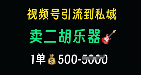 视频号引流到私域卖二胡乐器，1单利润5张，长期稳定项目-网创百晓生