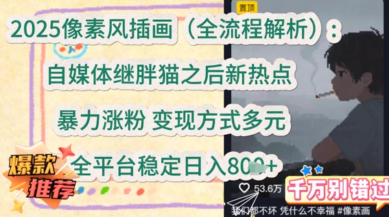 2025像素风插画(全流程解析)：自媒体继胖猫之后新热点，暴力涨粉，变现方式多元，全平台稳定日入多张-网创百晓生