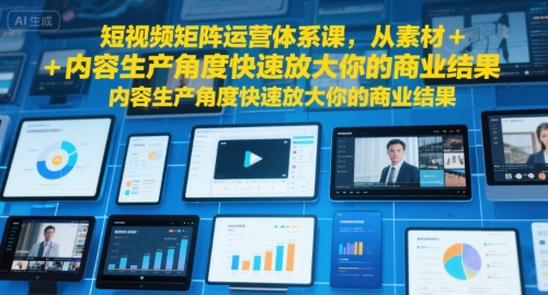 短视频矩阵运营体系课，从素材+内容生产角度快速放大你的商业结果-网创百晓生