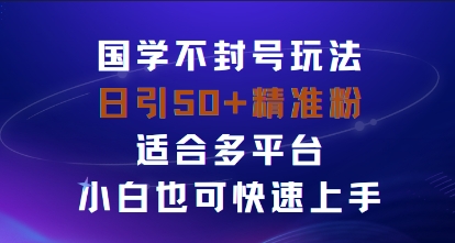 国学赛道不封号玩法，日引50+精准粉适合多平台，小白也可快速上手-网创百晓生