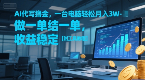 AI代写撸金，一台电脑轻松月入1-3W，做一单结一单，收益稳定【附工具教程】-网创百晓生