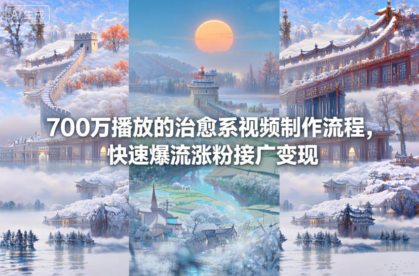 700万播放的治愈系视频制作流程，快速爆流涨粉接广变现-网创百晓生