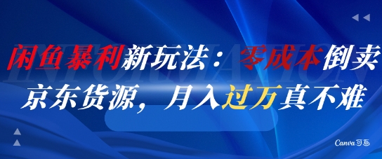 闲鱼暴利新玩法：零成本倒卖京东货源，月入过1W真不难-网创百晓生