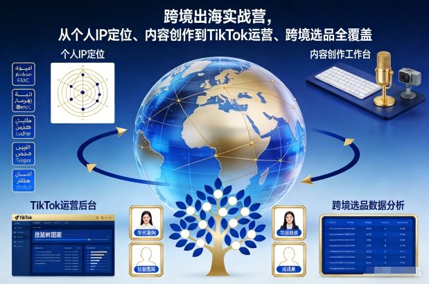 跨境出海实战营，从个人IP定位、内容创作到TikTok运营、跨境选品全覆盖-网创百晓生