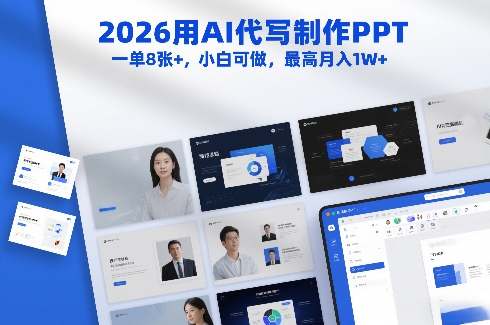 2026用AI代写制作PPT，一单8张+，小白可做，最高月入1W+-网创百晓生