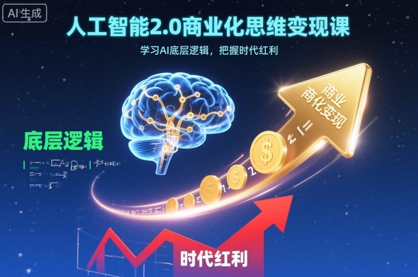 人工智能2.0商业化思维变现课，学习AI底层逻辑，把握时代红利-网创百晓生