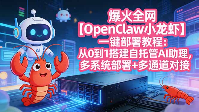 爆火全网【OpenClaw 小龙虾】一键部署教程：从0到1搭建自托管AI助理，多系统部署+多通道对接-网创百晓生