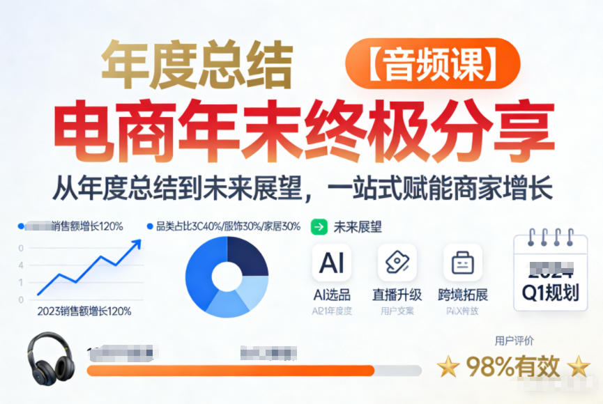 电商年未终极分享，从年度总结到未来展望，一站式赋能商家增长【音频课】-网创百晓生