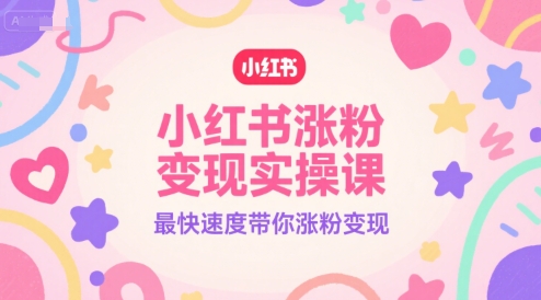 小红书涨粉变现实操课，最快速度带你涨粉变现-网创百晓生