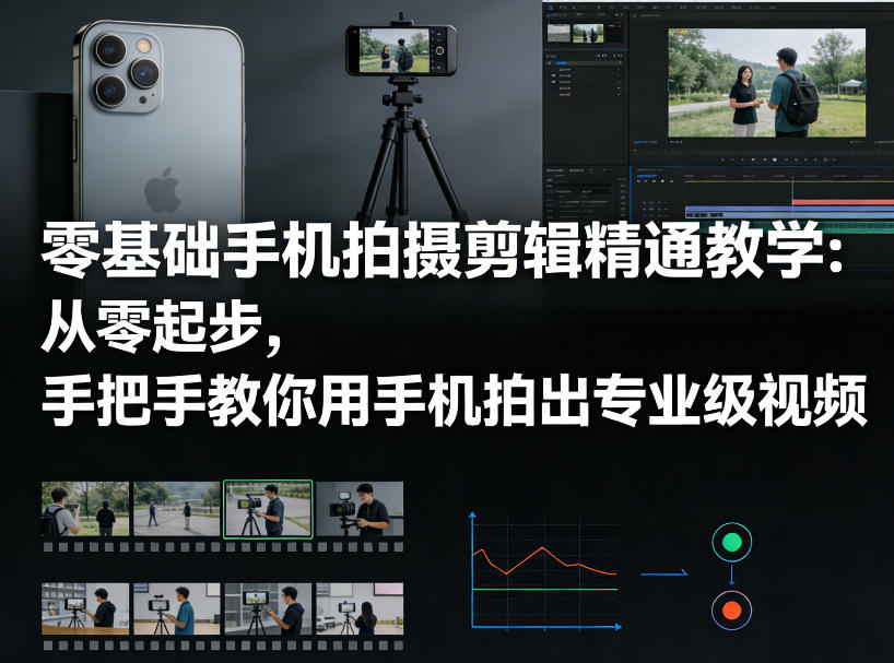 零基础手机拍摄剪辑精通教学：从零起步，手把手教你用手机拍出专业级视频-网创百晓生