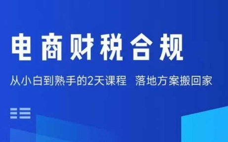 电商财税合规线下课，适合老板+财务，教你规避涉税风险，实现低成本合规经营-网创百晓生