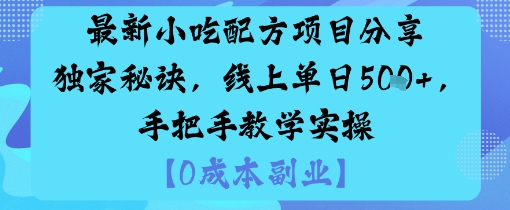 最新小吃配方项目分享独家秘诀，线上单日5张，手把手教学实操-网创百晓生