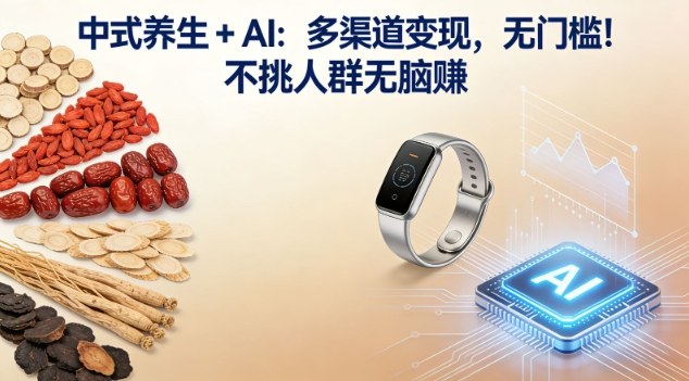 中式养生+AI:多渠道变现,无门槛,不挑人群无脑賺-网创百晓生