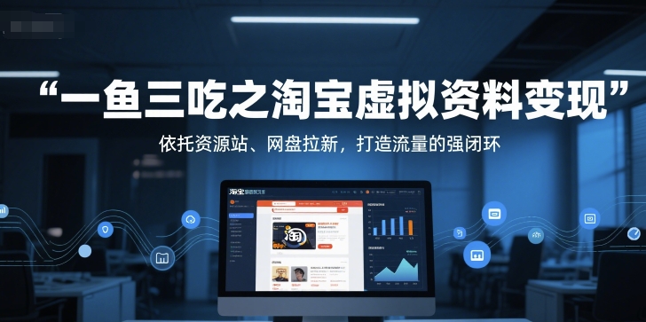 一鱼三吃之淘宝虚拟资料变现，依托资源站、网盘拉新，打造流量的强闭环-网创百晓生