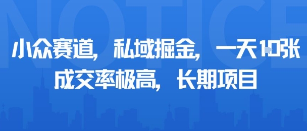 小众赛道，私域掘金，一天多张，成交率极高，长期项目-网创百晓生