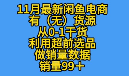K总部落《11月最新闲鱼有无货源从0-1干货版打造销量店铺数据》-网创百晓生