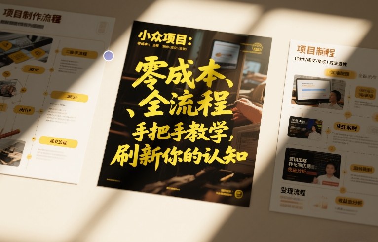 小众项目：零成本、全流程（制作-成交-变现）手把手教学，刷新你的认知-网创百晓生