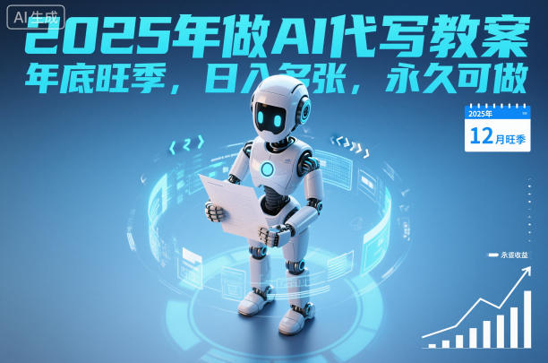 2025年做AI代写教案，年底旺季，日入多张，永久可做-网创百晓生