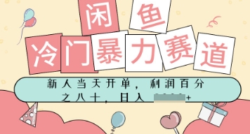 闲鱼冷门暴力赛道，新人当天开单，门槛低，日入多张-网创百晓生