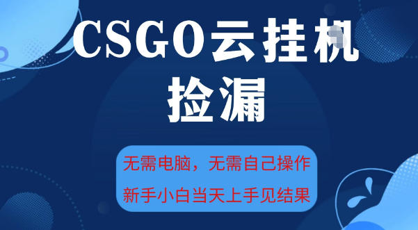 CSGO云挂G全自动捡漏，最新独家玩法，无需电脑操作，新手小白日入5张+【揭秘】-网创百晓生