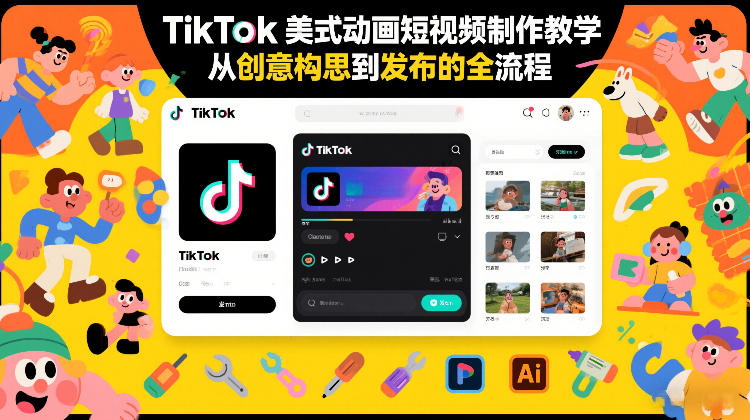 TikTok美式动画短视频制作教学，从创意构思到发布的全流程-网创百晓生